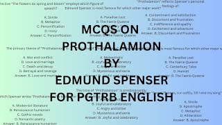 MCQS ON PROTHALAMION BY EDMUND SPENSER [upl. by Walworth908]