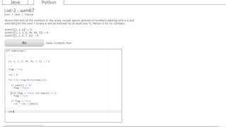 CodingBat  sum67 Python  Lists2 [upl. by Ttej483]