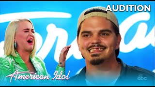 Doug Kiker Garbage Man Audition Has Katy Perry ugly CRYING AmericanIdol 2020 [upl. by Einahpit]