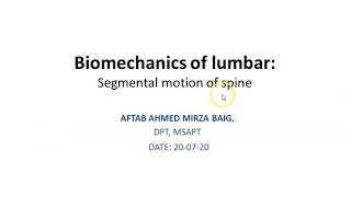 Biomechanics of lumbar spine segmental motion Six degree of freedom [upl. by Anayia529]