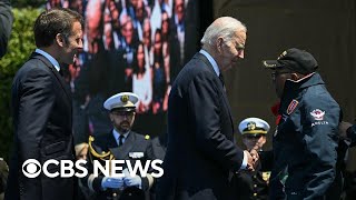 Biden Macron honor DDay veterans 80 years after operation [upl. by Tersina]