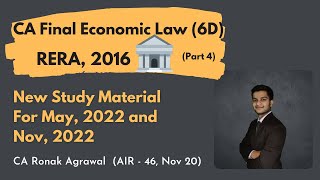 RERA Act 2016 CA Final Economic Law  For May 2022 amp Nov 2022 Attempt  Paper 6D  Watch125X [upl. by Edith]