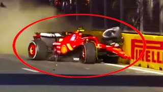 Carlos Sainz Sergio Perez crash accident at Azerbaijan Grand Prix on penultimate lap  Formula 1 [upl. by Akerley819]