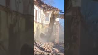 Building Gets Demolished constructionequipment demolition automobile [upl. by Allys]