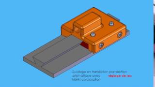 guidage en translation par section prismatique forme en queue daronde avec réglage de jeu [upl. by Nirrol]