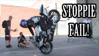 Motorcycle Crashes SlowMo Stoppie Fail  Honda CBR954RR [upl. by Ennaitsirhc]