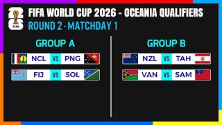 Round 2 Matchday 1 Schedule  FIFA World Cup 2026 Oceania Qualifiers [upl. by Hogg]