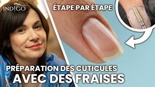 Préparation des cuticules avec une fraiseuse  comment enlever les cuticules sèches  Indigo Nails [upl. by Eliseo636]