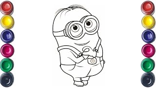 Cute Minion Drawing for kids Painting amp Coloring for kids Toddlers  Lets Draw Together [upl. by Jaunita]