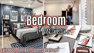 NEW DIY BEDROOM MAKEOVER ON A BUDGET episode 1  Teen Football Bedroom Makeover Ideas 2022 [upl. by Nevlin]