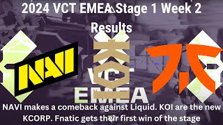 2024 VCT EMEA Stage 1 Week 2 Results [upl. by Enitsenrae]