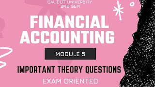 Calicut University 2nd Sem Bcom Financial Accounting Module 5 Important Theory Questions [upl. by Bigford905]