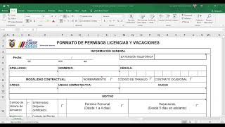 FORMATO DE PERMISOS LICENCIAS Y VACACIONE [upl. by Lorusso]