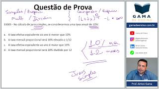 QUESTÃO 33005  CAPITALIZAÇÃO SIMPLES E COMPOSTA CAP10 CPA20 CEA AI ANCORD [upl. by Antoinette]