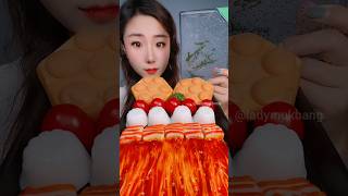 egg waffle 🧇 crab steak  asmr mukbang 🍱 shorts asmr [upl. by Jilly543]