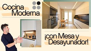 Cocina EN PARALELO Madera y Blanca CON MESA CJR [upl. by Lanni]