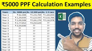 PPF Interest Calculation Examples  ₹5000 for 115 Years  Calculate PPF Returns Hindi [upl. by Eittak]