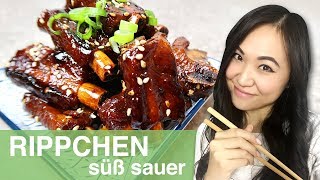 REZEPT Rippchen süß sauer chinesische Art  hausgemachte Spareribs [upl. by Elletnuahc]