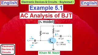 EDC  Example 51  AC Analysis of BJT  re model  Boylestad English [upl. by Amsirahc]