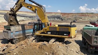 Caterpillar 385C Excavator Loading Mercedes amp MAN Trucks  Interkat SA [upl. by Garbe]