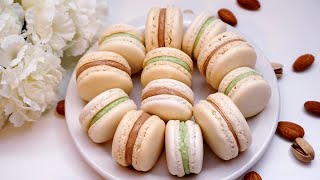 ماكارون مضمون بالمورانك الايطالية و حشويتين بكريمة واحدة Italian meringue macarons with 2 filling [upl. by Iturk]