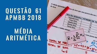 Questão 61 Barro Branco 2018  Média Aritmética  Matemática  APMBB HumExatas [upl. by Ekram991]