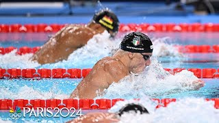 Martinenghi wins gold in 100m breaststroke Fink Peaty share silver  Paris Olympics  NBC Sports [upl. by Anabahs424]