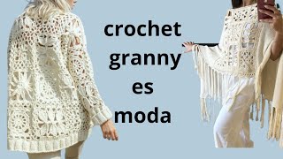 crochet 4 granny square cardigan principiantes beginner granny 1 [upl. by Kablesh]