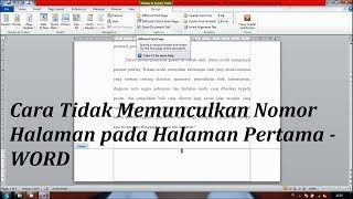 Supaya Tidak Memunculkan Nomor Halaman pada Halaman Pertama  Cara Mudah  Tips dan Trik Word [upl. by Ahtelra]