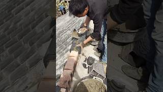 Installation process of antique building ridge tiles [upl. by Lovato]