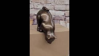 Cat Kitten Sitting on the Edge Bronze Figurine Sculpture Figure Collectible 3quot x 6quot 43823B [upl. by Norad542]