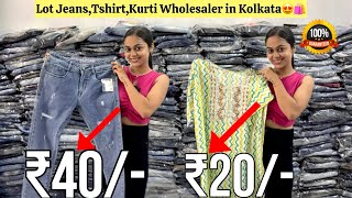 Lot Kurti Wholesalers Kolkata  Lot Jeans Kolkata  Surplus Jeans Wholesale  Lot Wholesale Market [upl. by Prospero]