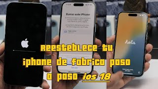 Como Restablecer tu iPhone de fabrica y cerrar sesión de tu cuenta iCloud IOS18 [upl. by Miquela]