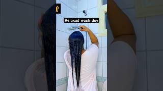 Protein treatment on relaxed hairwatch full video now washday relaxedhair protein shorts [upl. by Leumhs482]