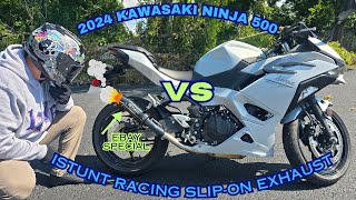 2024 Kawasaki Ninja 500  Stock vs iStunt Racing Slipon Exhaust [upl. by Assina]