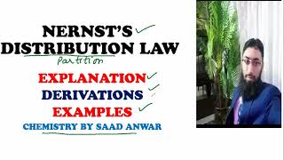 Nernsts Distribution LawPartition LawDistribution CoefficientDerivationLimitationHindiSaad [upl. by Isiah]