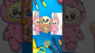 Paper Craft Drawing with Funny Labubu Hero drawing papercraft funny labubu diy draw funny [upl. by Noseimaj]