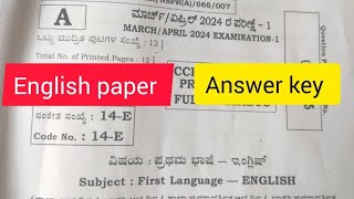 Key answer English 1st language SSLC Exam 2024 SSLC Exam [upl. by Netsriik]