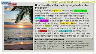 181 GCSE English descriptive writing  language analysis [upl. by Assilak]