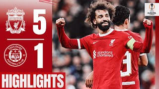 HIGHLIGHTS Liverpool 51 Toulouse  First Endo goal Jota goes solo amp another Salah record [upl. by Airlee864]