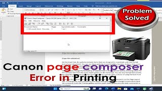 FIX  Canon Page Composer Error in Printing Problem [upl. by Wamsley]