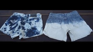 Short Jeans Descolorido  Manchado  DIY [upl. by Johanan570]