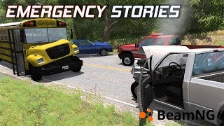 Emergency Stories 5 Short Stories  BeamNG Drive  quotSchool Bus VS Pickupquot [upl. by Shela]