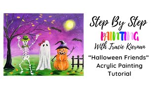 How To Paint quotHalloween Friendsquot  Acrylic Painting Tutorial [upl. by Bina245]