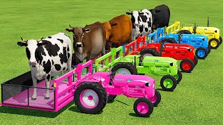 TRANSPORT amp UNLOAD COWS WITH BUCHER MINI TRACTORS  Farming Simulator 22 [upl. by Derfliw]