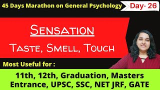 Taste Smell Touch explained in hindi Sense Organs GeneralPsychology Mind Review [upl. by Alcus]