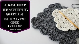 How To Crochet A Beautiful Shells Blanket In One Color  How to crochet a blanket  Shells Stitch [upl. by Lawler]