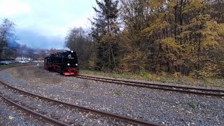 🍁🍂🌲🚂📽 99 7243 erklimmt lautstark die Steigung nach Harzgerode 27102024 📽🚂🌲🍂🍁 [upl. by Anahsak230]