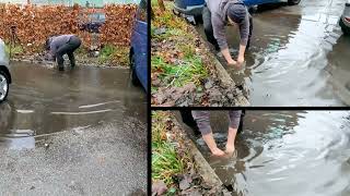 0311 Unclogging a storm drain in a parking lot in Germany [upl. by Yrogreg627]