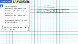 Bar Model Solution 1 Nov 2022 Barvember [upl. by Lennon840]